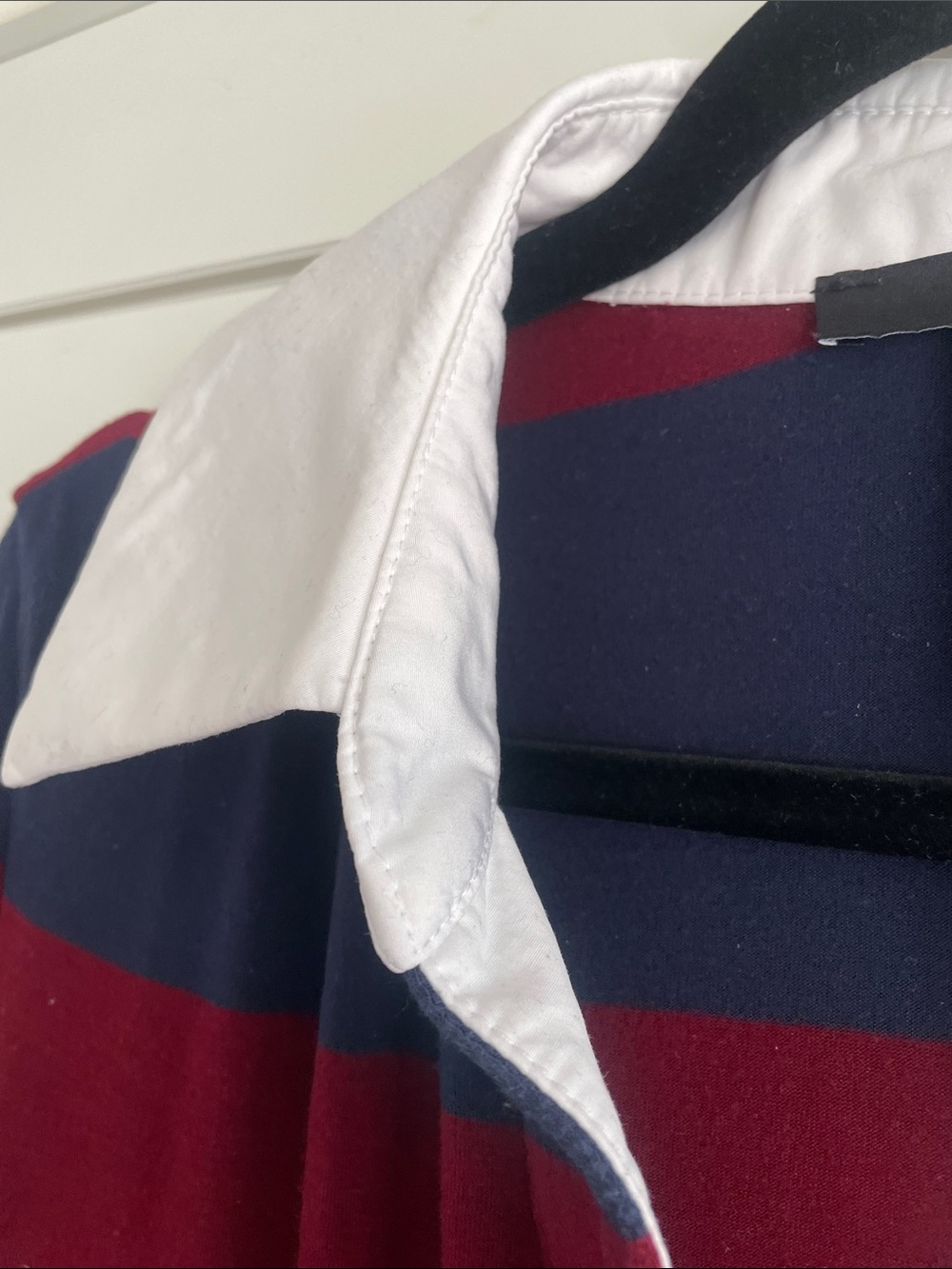 Smythe Navy and Burgundy Striped Maxi Dress with White Collar - Picture 5 of 8